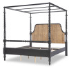 Vintage Market Kettle Black and Barnwood Oak Bobbin Post Canopy Bed