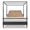 Vintage Market Kettle Black and Barnwood Oak Bobbin Post Canopy Bed