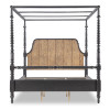 Vintage Market Kettle Black and Barnwood Oak Bobbin Post Canopy Bed