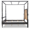Vintage Market Kettle Black and Barnwood Oak Bobbin Post Canopy Bed