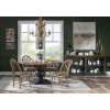 Vintage Market Kettle Black and Barnwood Oak Round Dining Room Set w/ Barnwood Oak Windsor Chairs