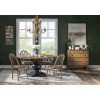 Vintage Market Kettle Black and Barnwood Oak Round Dining Room Set w/ Barnwood Oak Windsor Chairs