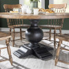 Vintage Market Kettle Black and Barnwood Oak Round Dining Room Set w/ Barnwood Oak Turned Spindle Chairs