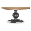 Vintage Market Kettle Black and Barnwood Oak Round Dining Room Set w/ Kettle Black Windsor Arm Chairs
