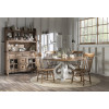 Vintage Market Picket Fence and Barnwood Oak Round Dining Room Set w/ Barnwood Oak Turned Spindle Chairs