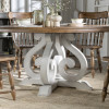 Vintage Market Picket Fence and Barnwood Oak Round Dining Room Set w/ Barnwood Oak Turned Spindle Chairs