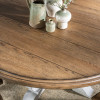 Vintage Market Picket Fence and Barnwood Oak Round Dining Room Set w/ Barnwood Oak Turned Spindle Chairs