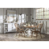 Vintage Market Picket Fence and Barnwood Oak Round Dining Room Set w/ Barnwood Oak Windsor Arm Chairs