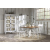 Vintage Market Picket Fence and Barnwood Oak Round Dining Room Set w/ Picket Fence Turned Spindle Chairs