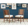 Lake House Pinecone Round Dining Room Set w/ Pinecone Woven Back Chairs