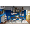 Lake House Pinecone and Dried Tobacco Dining Room Set w/ Sea Glass Ladder Back Chairs