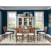 Lake House Sailcloth and Pinecone Counter Height Dining Room Set w/ Pinecone Woven Back Chairs
