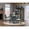 Lake House Sea Glass and Dried Tobacco Round Dining Room Set w/ Dried Tobacco Ladder Back Chairs
