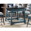 Lake House Sea Glass and Dried Tobacco Round Dining Room Set w/ Sea Glass Ladder Back Chairs
