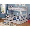 California IV Twin over Full Bunk Bed w/ 2 Drawers (Brushed White)