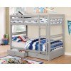 California IV Twin over Twin Bunk Bed w/ 2 Drawers (Gray)