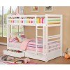 California IV Twin over Twin Bunk Bed w/ 2 Drawers (White)