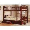 California I Twin over Twin Bunk Bed w/ 2 Drawers (Cherry)