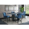 Valentino Counter Height Dining Room Set w/ Francesca Blue Chairs (Grey)
