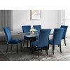 Valentino Dining Room Set w/ Francesca Blue Chairs (Grey)