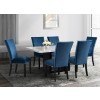 Valentino Dining Room Set w/ Blue Francesca Chairs