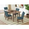 Santa Walnut Barbara Rectangular Dining Room Set w/ Denim Blue Fabric Chairs
