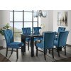 Bellini Rectangular Dining Room Set (Grey) w/ Navy Blue Velvet Chairs
