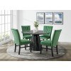 Bellini Round Dining Room Set (Grey) w/ Emerald Velvet Chairs