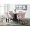 Bellini Round Dining Room Set (Grey) w/ Pink Velvet Chairs