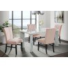 Bellini Rectangular Dining Room Set (White) w/ Pink Velvet Chairs