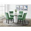 Bellini Round Dining Room Set (White) w/ Emerald Velvet Chairs