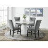 Bellini Round Dining Room Set (White) w/ Grey Velvet Chairs