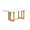 Morris White Marble Top Dining Table (Natural)