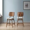 Oscar Walnut Rectangular Counter Height Dining Set w/ Natural Chairs