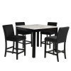 Celeste 5-Piece 42 Inch Counter Height Dining Room Set w/ Black Chairs