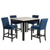 Celeste 5-Piece 42 Inch Counter Height Dining Room Set w/ Blue Chairs