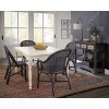 Savannah Court Dining Set w/ Louie Black Chairs (Antique White)