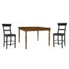 Savannah Court Counter Height Dining Set w/ Black Chairs (Antique Oak)
