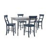 Savannah Court Counter Height Dining Room Set (White) w/ Navy Chairs