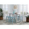 Holiday Counter Height Dining Set w/ Cyan Blue Stools
