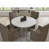 Pure Modern 54 Inch Round Dining Room Set w/ Upholstered Caster Chairs