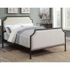 Industrial Upholstered Panel Queen Metal Bed