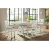 Stone Counter Height Dining Room Set w/ Swirl Back Chairs (White)