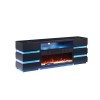 Terni Black TV Stand w/ Fireplace and 2 Side Tables
