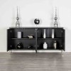 Beckham Weathered Black and Silver 4-Door Accent Cabinet