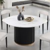 Borden Black White Dining Room Set w/ Barrel Back Chairs