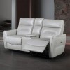 Terentius Taupe Power Reclining Loveseat w/ Console