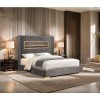 Danvers Gray Platform Bed w/ 3D Fireplace Simulator