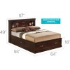 Louis Phillipe Cappuccino Bookcase Storage Bed