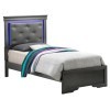 Lorana Metalic Black Youth Panel Bed w/ LED
